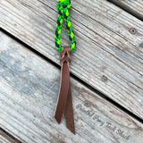 Green Poision Braided Over Under with Leather Popper