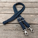 Navy Blue & Blue Helix Original Braided Barrel Reins