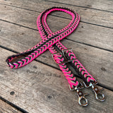 Brown, Tan & Pink Original Braided Barrel Reins