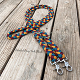 Burgundy, Goldenrod, Dark Teal Original Braided Barrel Reins